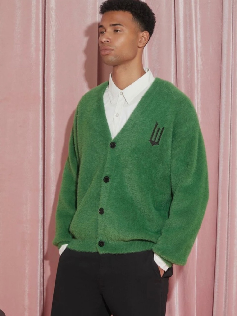 Forever 21 x Wicked Green Fuzzy Cardigan Sweater Rare Universal Studios.